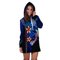 New Caledonia Custom Personalised Hoodie Dress - Vintage Tribal Mountain - Polynesian Pride