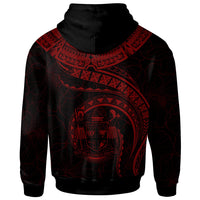 Papua New Guinea Polynesian Custom Zip up Hoodie Papua New Guinea Waves (Red) - Polynesian Pride