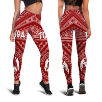 Tonga Women's Legging - Tonga Seal With Polynesian Tattoo Style (Red) - Polynesian Pride