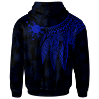 The Philippines Custom Zip up Hoodie Polynesian Wings (Blue) - Polynesian Pride