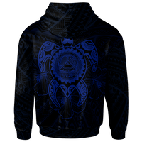 American Samoa Polynesian Custom Hoodie Vintage Polynesian Turtle (Blue) - Polynesian Pride