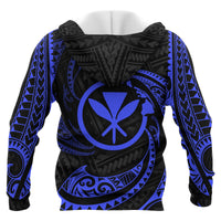 Hawaii Polynesian Custom Zip up Hoodie Blue Tribal Wave - Polynesian Pride