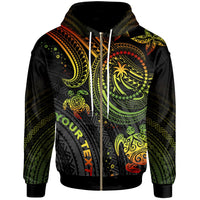 Chuuk Custom Zip up Hoodie Reggae Turtle Unisex Reggae - Polynesian Pride