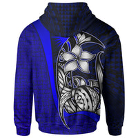 Marshall Islands Polynesian Zip up Hoodie Blue Turtle with Hook - Polynesian Pride