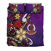 Vanuatu Bedding Set - Tribal Flower With Special Turtles Purple Color - Polynesian Pride