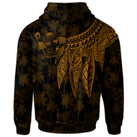 Fiji Custom Zip up Hoodie Polynesian Wings (Golden) - Polynesian Pride