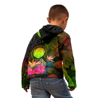 Northern Mariana Islands Custom Zip up Hoodie Hibiscus and Banana Leaves - Polynesian Pride