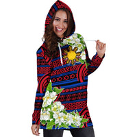 Philippines Polynesian Hoodie Dress - Jasmine Flower Style - Polynesian Pride