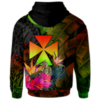 Wallis and Futuna Polynesian Custom Hoodie Hibiscus and Banana Leaves - Polynesian Pride