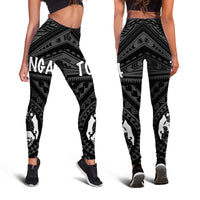 Tonga Women's Legging - Tonga Seal With Polynesian Tattoo Style (Black) - Polynesian Pride