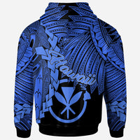 Polynesian Hawaii Custom Hoodie Tribal Wave Tattoo Blue - Polynesian Pride