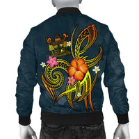 Fiji Polynesian Men's Bomber Jacket - Legend of Fiji (Blue) - Polynesian Pride
