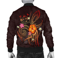 Fiji Polynesian Men's Bomber Jacket - Legend of Fiji (Red) - Polynesian Pride