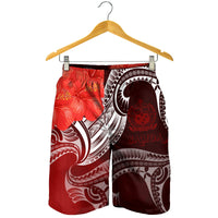 Samoa Men's Shorts - Samoa Seal Wave Style (Red) - Polynesian Pride