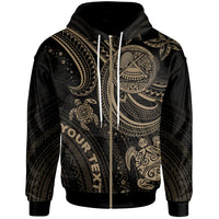American Samoa Custom Zip up Hoodie Gold Turtle Unisex Gold - Polynesian Pride
