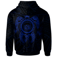 Hawaii Polynesian Custom Zip up Hoodie Vintage Polynesian Turtle (Blue) - Polynesian Pride