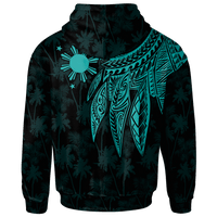 The Philippines Zip up Hoodie Polynesian Wings (TurQuoiSe) - Polynesian Pride