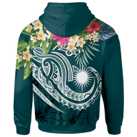 Marshall Islands Polynesian Hoodie Summer Plumeria (Turquoise) - Polynesian Pride