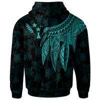 Kosrae Custom Zip up Hoodie Polynesian Wings (Turquoise) - Polynesian Pride
