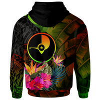YAP Polynesian Custom Hoodie Hibiscus and Banana Leaves - Polynesian Pride