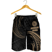 American Samoa Polynesian Men's Short - Gold Tribal Wave - Polynesian Pride