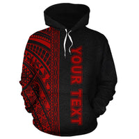 Polynesian Custom Hoodie Black Red Poly Line - Polynesian Pride