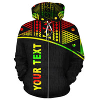 Fiji Polynesian Tapa Custom Zip up Hoodie Reggae Curve - Polynesian Pride