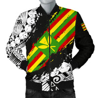Polynesian Kanaka Flag Men's Bomber Jacket - Nora Style - White Black - Polynesian Pride