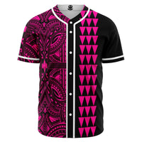 Hawaii Polynesian Kakau Baseball Jersey V.4 - Freestyle - Pink Pink - Polynesian Pride
