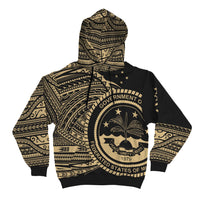 Federated States of Micronesia Hoodie Micronesia Gold Patterns With Coat of Arms - Polynesian Pride