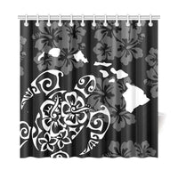 Turtle Hibiscus Map White Shower Curtain 177 x 172 (cm) White - Polynesian Pride