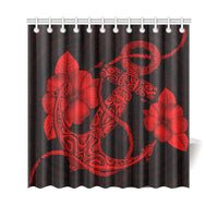 Anchor Red Poly Tribal Shower Curtain 177 x 172 (cm) Red - Polynesian Pride