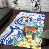 (Custom Personalised) Northern Mariana Islands Area Rug Mariana Fruit Dove Mix Frangipani Flowers White LT13 - Polynesian Pride