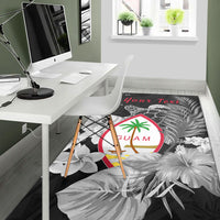 (Custom Personalised) Guam Seal Area Rug Polynesian Turtle with Flowers Version White LT13 - Polynesian Pride