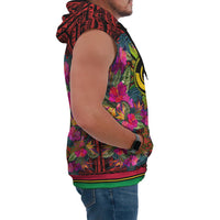 Polynesian Sleeveless Hoodie Vanuatu Symbols With Hibiscus - Polynesian Pride