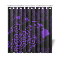 Turtle Hibiscus Map Purple Shower Curtain - Polynesian Pride