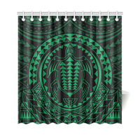 Hawaiian Kakau Honu Arc Green Polynesian Shower Curtain - Polynesian Pride