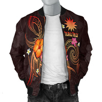 Nauru Polynesian Men's Bomber Jacket - Legend of Nauru (Red) - Polynesian Pride