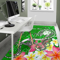 Fiji Custom Personalised Area Rug - Turtle Plumeria (Green) - Polynesian Pride