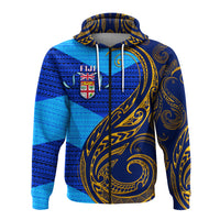Fiji Zip up Hoodie Flags Color With Gold Polynesian Pattern LT20 - Polynesian Pride