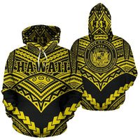 Hawaii Polynesian Tribal Hoodie New Warrior Style Yellow Color Unisex White - Polynesian Pride