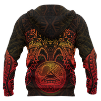 American Samoa Polynesian Zip up Hoodie Red Turtle Manta Ray - Polynesian Pride