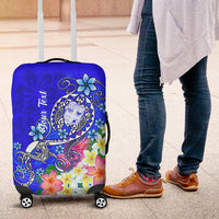 Fiji Custom Personalised Luggage Covers - Turtle Plumeria (Blue) - Polynesian Pride