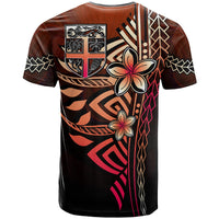 Fiji Polynesian T Shirt Red Vintage Tribal Mountain - Polynesian Pride