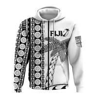 Fiji Rugby Zip up Hoodie Coconut Tree With Tapa Pattern LT12 - Polynesian Pride