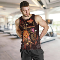 Papua New Guinea Polynesian Personalised Men's Tank Top - Legend of Papua New Guinea (Red) - Polynesian Pride