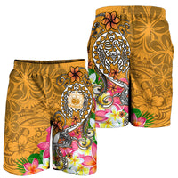 Samoa Men's Shorts - Turtle Plumeria (Gold) - Polynesian Pride