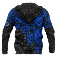 Cook Islands Polynesian Hoodie Blue Turtle - Polynesian Pride
