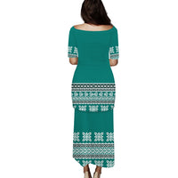 NE Fiji Bula Dress Ancient Tropical Pattern Puletasi Dress Ver.01 LT14 - Polynesian Pride