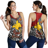 Papua New Guinea Women Racerback Tank - Emblem Of Papua New Guinea With Polynesian Patterns - Polynesian Pride